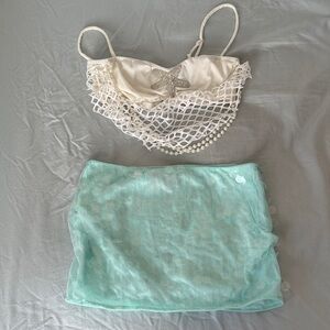 Starfish and Sequin White and Blue Skirt Set